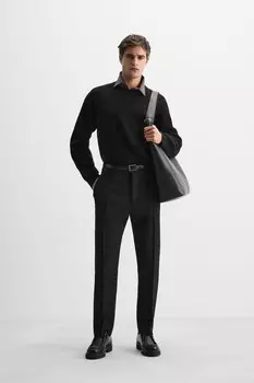 Компактный свитер из шерсти ZARA, черный