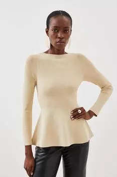 Компактный трикотажный топ Premium Drape Karen Millen, бежевый