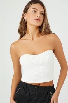 Компактный трикотажный топ в рубчик Forever 21, белый