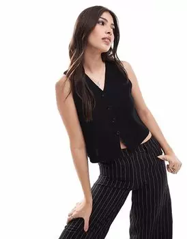 Компактный трикотажный жилет ASOS DESIGN с V-образным вырезом черного цвета
