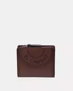 Компактный женский кошелек-кошелек из черной кожи El Caballo, коричневый