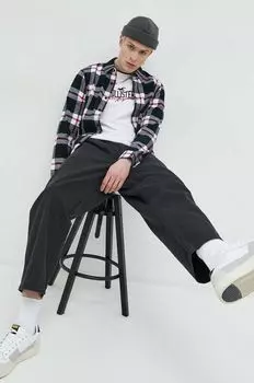 Компания Холлистер хлопчатобумажную рубашку Hollister Co., черный