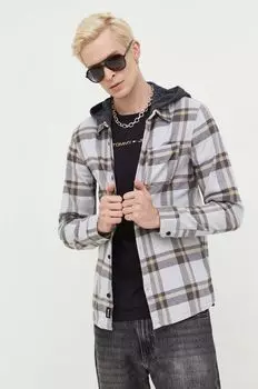 Компания Холлистер хлопчатобумажную рубашку Hollister Co., серый