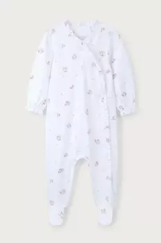 Компания органический хлопок Hattie цветочные оборки накидка комбинезон для сна The White Company, белый