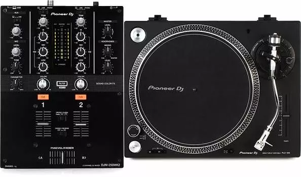 Комплект 2-канального DJ-микшера Pioneer DJ DJM-250MK2 с проигрывателем Pioneer DJ PLX-500 с прямым приводом DJM-250MK2=1 PLX-500-K/FWUXEGCB=1