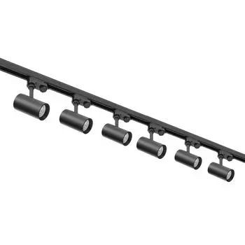 Комплект 3-фазной рейки NEXTRACK - комплект рейки с 6 лампами GU10 и рейкой 1 м, рейкой 2 м, прямым разъемом, блоком питания, черным колпачком KOBI, черный
