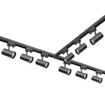 Комплект 3-фазных шин NEXTRACK - комплект рельсовой системы с 9 лампами GU10 и 3 шинами длиной 1 м, 2 прямыми разъемами, блоком питания + колпачком ЧЕРНЫЙ KOBI