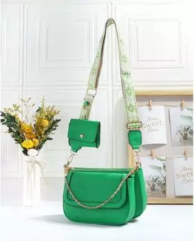 Комплект 3 в 1 кошелька для монет с двумя сумками через плечо JFY, зеленый