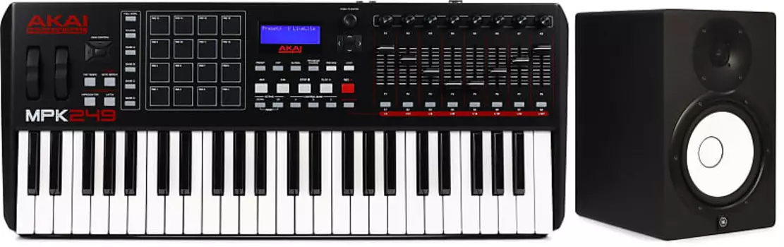 Комплект 49-клавишного контроллера клавиатуры Akai Professional MPK249 с 8-дюймовым студийным монитором Yamaha HS8 - черный Yamaha + Akai Professional HS8=1 MPK249=1