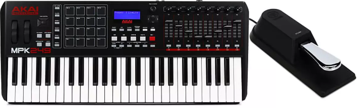 Комплект 49-клавишного контроллера клавиатуры Akai Professional MPK249 с педалью сустейна/ножным переключателем Yamaha FC4A Yamaha + Akai Professional FC4A=1 MPK249=1