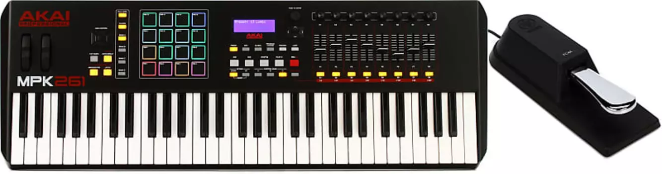 Комплект 61-клавишного контроллера клавиатуры Akai Professional MPK261 с педалью сустейна / ножным переключателем Yamaha FC4A Yamaha + Akai Professional FC4A=1 MPK261=1