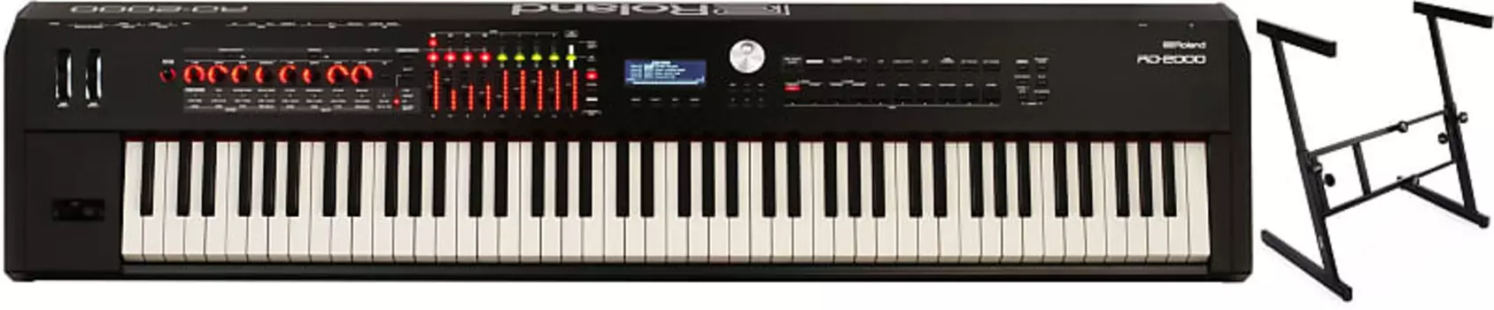 Комплект 88-клавишного сценического фортепиано Roland RD-2000 со сценическими подставками KS7350 Складная Z-стойка для клавиатуры Roland + On-Stage RD-2000=1 KS7350=1