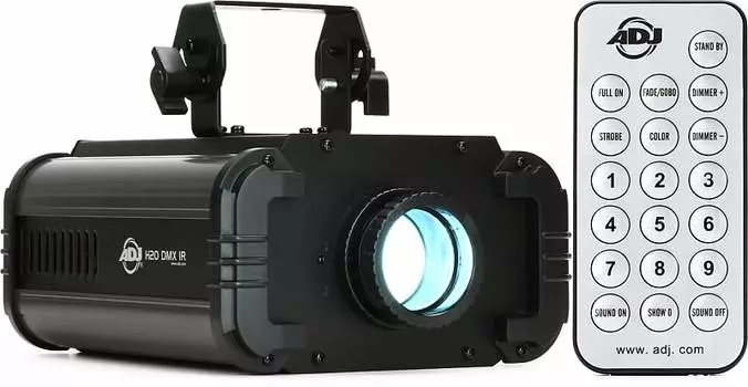 Комплект ADJ H2O DMX IR 80 Вт с 5-цветным DMX эффектом воды и универсальным инфракрасным пультом дистанционного управления ADJ UC-IR American DJ H2O181=1 UC IR=1