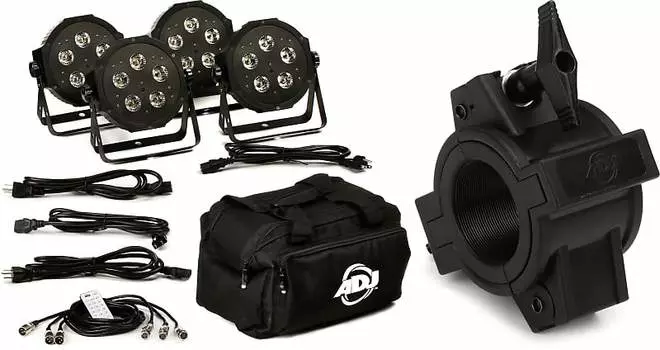 Комплект ADJ Mega Flat Hex Pak 4x RGBWA+UV Par с кабелями и сумкой Комплект с зажимом ADJ O-Clamp 1.5 Lighting Clamp American DJ MEG386=1 O-CLAMP/1.5=1