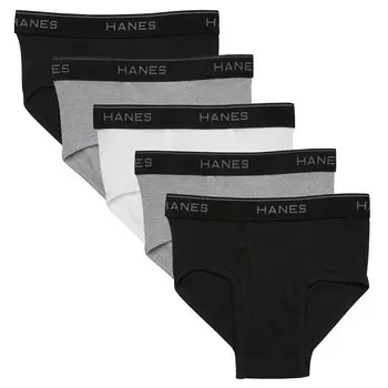 Комплект эластичных трусов Hanes Ultimate для мальчиков 6–16 лет, 5 шт., с поясом Comfort Flex и тканью Cool Comfort, цвет Black White Gray