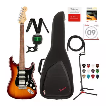 Комплект электрогитары Fender Player Stratocaster HSH Deluxe - Tobacco Sunburst Fender Player Stratocaster HSH Electric Guitar Deluxe Bundle - Tobacco Sunburst