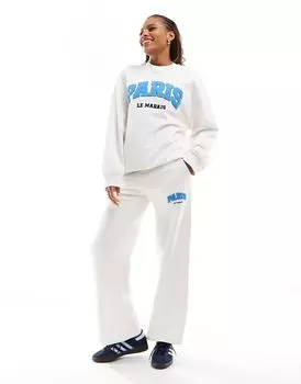 Комплект ASOS из кремовой ткани-толстовки с графическим принтом Парижа и объемным кроем