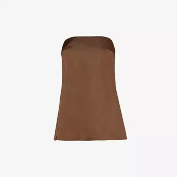 Комплект атласного топа с прямым вырезом Frankie Shop, коричневый