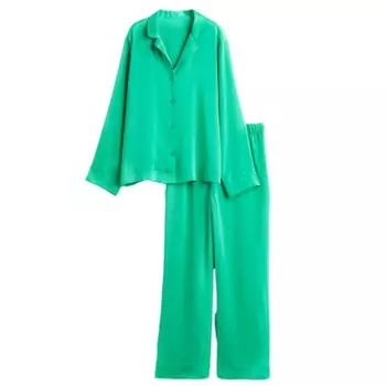 Комплект атласной пижамы H&amp;M, светло-зеленый