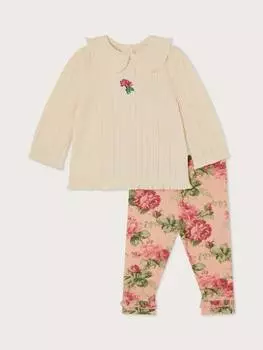 Комплект baby betsy с топом и леггинсами в цветочек pointelle Monsoon, слоновая кость/разноцветный