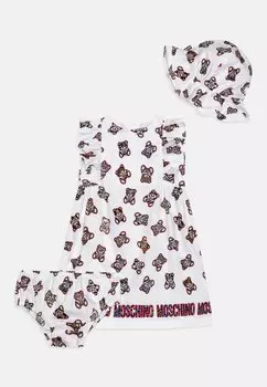 Комплект BABY DRESS KNICKERS HAT MOSCHINO, цвет white