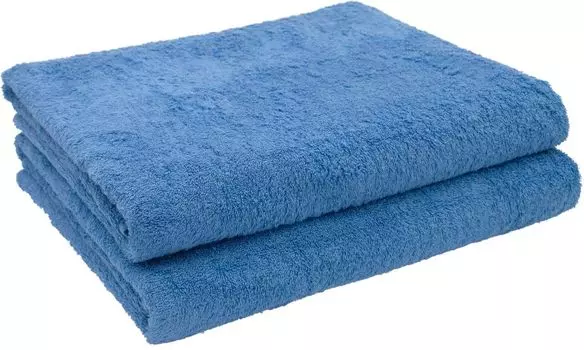 Комплект банных полотенец, 2 шт., темно-серый (графит), 100х150 см, 100% хлопок. Zollner, синий