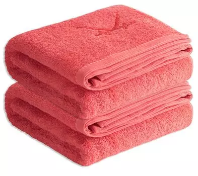 Комплект банных полотенец Sansibar Sylt, 2 шт., из серии махровых «Классик», 2 шт., горячий коралл, качественная саблевидная вышивка, прост в уходе, безопасен для кожи., красный