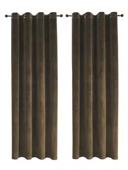 Комплект бархатных штор из 2-х люверсов серо-коричневый 140х145 см, плотная бархатная мягкая непрозрачная штора Haus und Deko