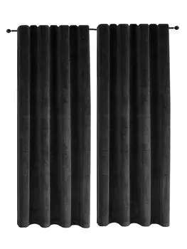 Комплект бархатных штор с 2 люверсами бензин 140х145 см бархатная плотная мягкая непрозрачная штора Haus und Deko