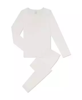 Комплект базового слоя из топа и брюк для больших девочек, 2 предмета Max & Olivia, белый