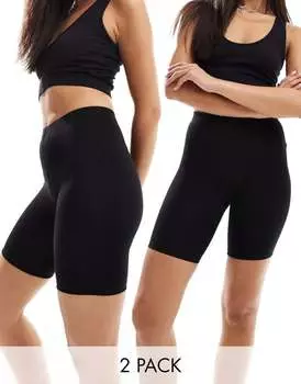 Комплект базовых леггинсов из двух черных шорт ASOS DESIGN