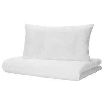 Комплект белья для детской кроватки Ikea Len, 2 предмета, 125x110/55x35, белый/серый
