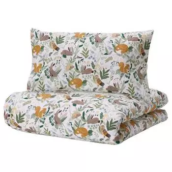 Комплект белья для детской кроватки Ikea Trolldom Forest Animal 140*70 , 3 предмета, мультиколор