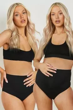 Комплект бесшовных поддерживающих трусов для беременных, 2 шт. boohoo, черный
