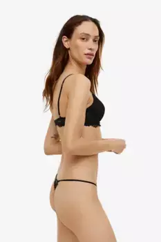 Комплект бикини из 2 предметов с кружевными стрингами H&M, черный
