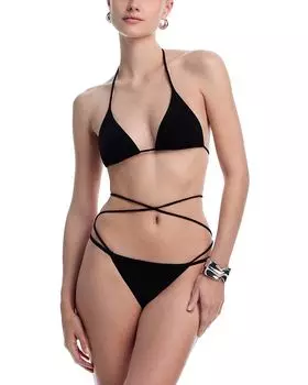 Комплект бикини «крест-накрест»: верх и низ Norma Kamali, черный