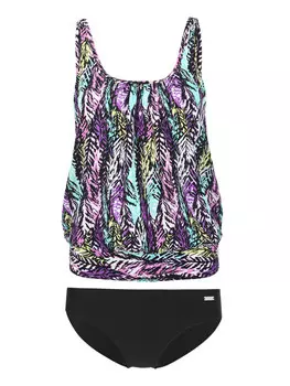Комплект бикини LASCANA Oversize Tankini, цвет schwarz-bedruckt