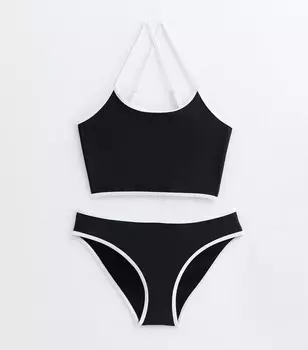 Комплект бикини с черной майкой для девочек New Look, черный