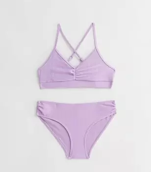 Комплект бикини с фактурной текстурой для девочек New Look, сиреневый