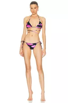Комплект бикини с рыбным принтом David Koma, черный/розовый