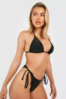 Комплект бикини с треугольными чашечками и завязками по бокам boohoo, черный