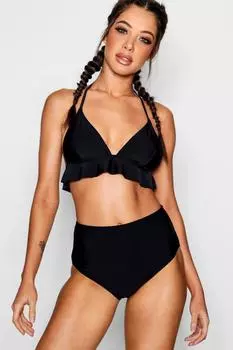 Комплект бикини с высокой посадкой maldives с орфиками Boohoo, черный