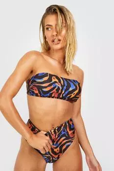 Комплект бикини с высокой посадкой zebra bandeau Boohoo, черный