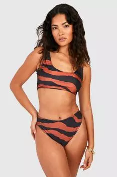 Комплект бикини с высокой посадкой zebra Boohoo, шоколадный