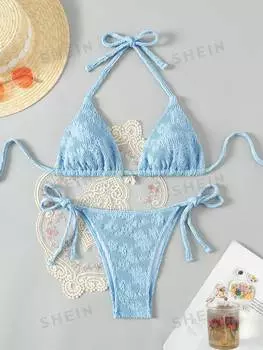 Комплект бикини Shein Swim Vcay с цветочной текстурой, синий