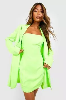 Комплект блейзер и мини-платье Boohoo, лаймовый
