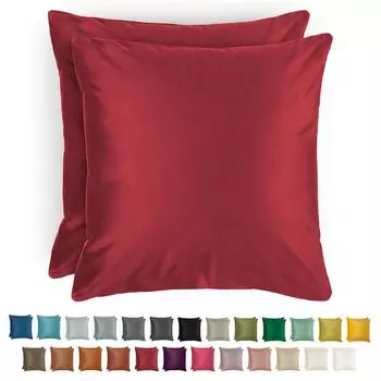 Комплект Blumtal из 2-х бархатных наволочек 50х50 см - элегантная бархатная наволочка, мягкая бархатная наволочка, винно-красный