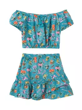 Комплект блузка и юбка стандартного кроя 6989 Mayoral, зеленый