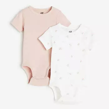 Комплект боди H&amp;M Floral Short-sleeved, 2 пары, нежно-розовый