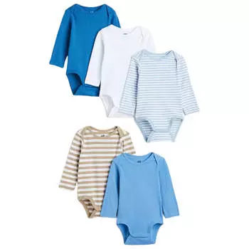 Комплект боди H&amp;M Long-sleeved, 5 штук, голубой
